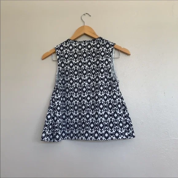 Anthropologie Postmark blue geometric Quilted texture Top XSP - Picture 3 of 6